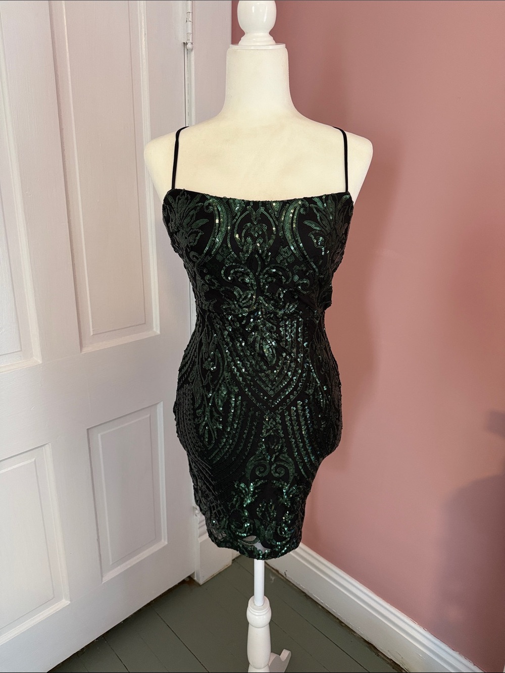 Windsor Dark Green Sequin Mini Dress